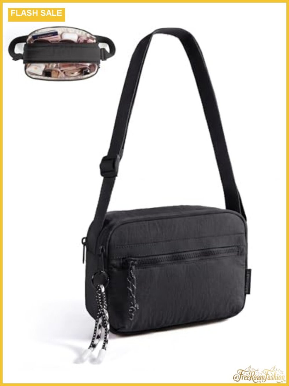 Compact Nylon Crossbody Purse for Women Travel Shoulder Bag with Adjustable